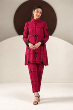 Load image into Gallery viewer, 2 Piece Embroidered Dobby Linen Suit in Red