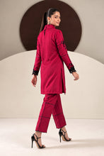 Load image into Gallery viewer, 2 Piece Embroidered Dobby Linen Suit in Red