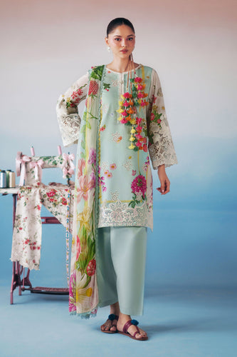 Embroidered 3 Piece Lawn Suit for Women - Blue