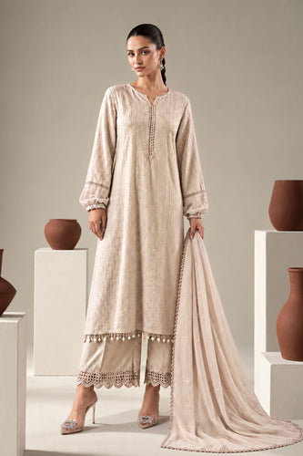 Off-White Lawn 3 Piece Embroidered Suit – Maria.B