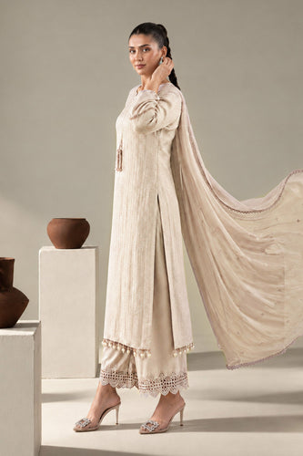 Off-White Lawn 3 Piece Embroidered Suit – Maria.B