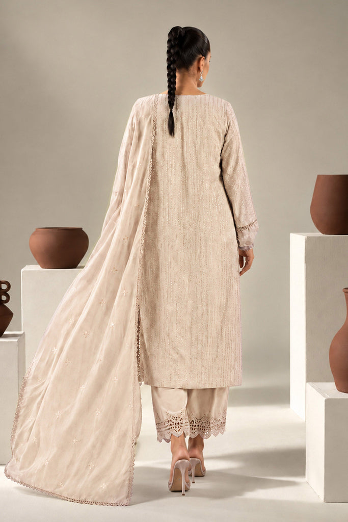 Off-White Lawn 3 Piece Embroidered Suit – Maria.B
