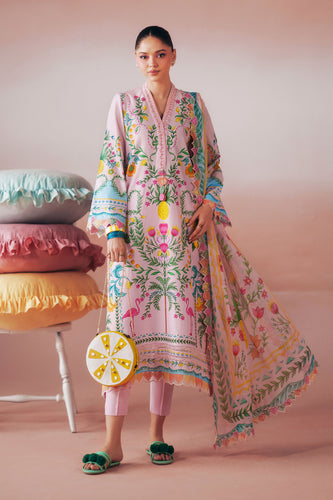 3 Piece Embroidered Lawn Suit - Pink