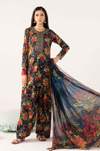 3 Piece Embroidered Lawn Suit for Women - Teal Blue