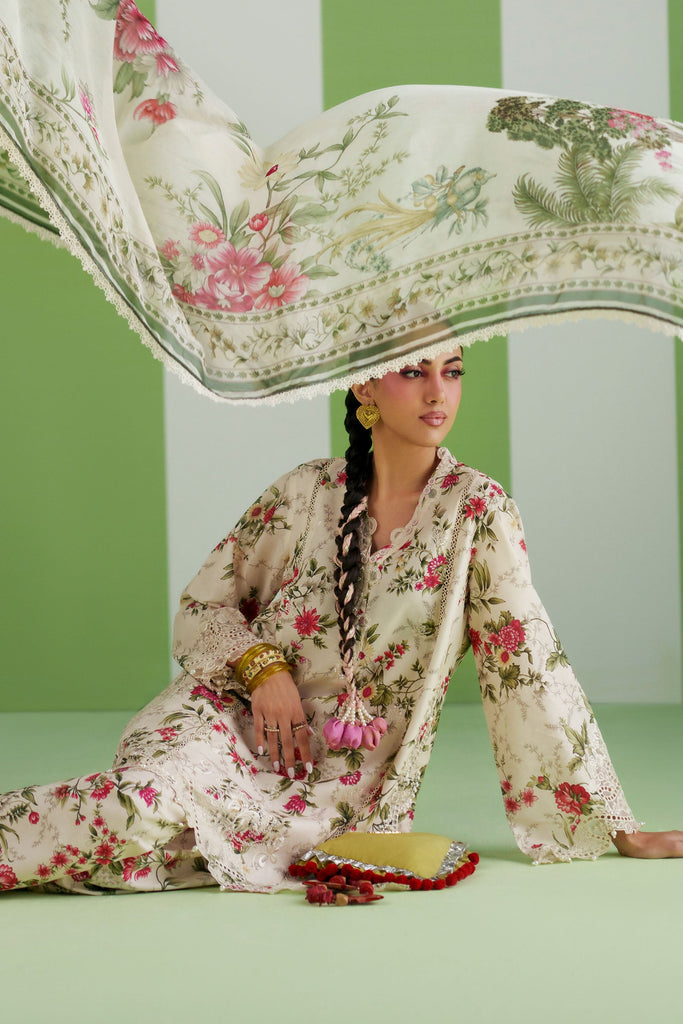 3 Piece Embroidered Lawn Suit for Women – Off White