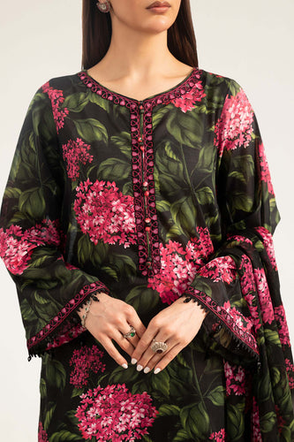 Printed and Embroidered Lawn Suit for Women – Black