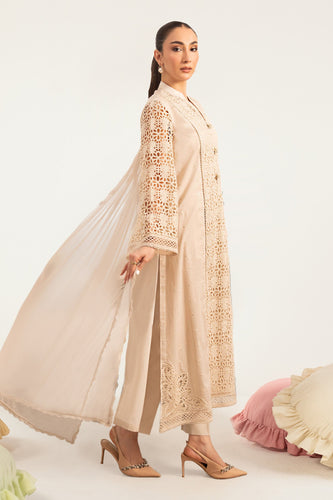 Embroidered Lawn 3 Piece Suit for Women – Beige