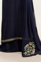 Load image into Gallery viewer, 3 Piece Embroidered Raw Silk Suit for Women – Blue