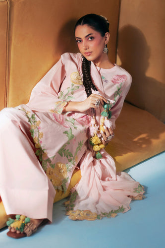 3 Piece Embroidered Dobby Lawn Suit – Light Pink