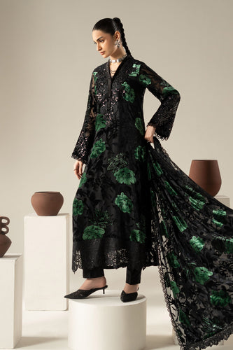 Black and Green 3 Piece Embroidered Palachi Suit