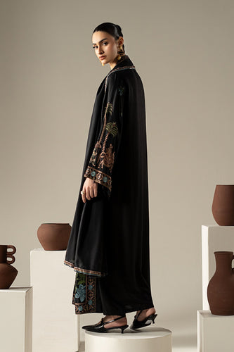 Black Linen Embroidered Suit with Dupatta – 3 Piece