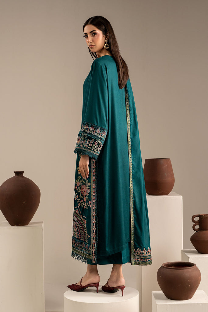 3 Piece Embroidered Marina Twill Suit - Teal