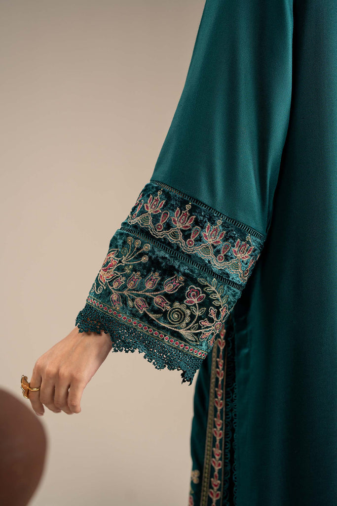 3 Piece Embroidered Marina Twill Suit - Teal