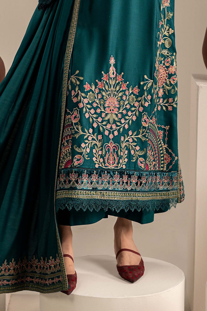 3 Piece Embroidered Marina Twill Suit - Teal