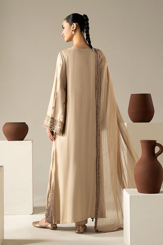 Coffee Brown 3 Piece Embroidered Marina Twill Suit