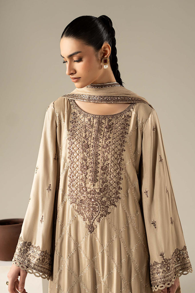 Coffee Brown 3 Piece Embroidered Marina Twill Suit