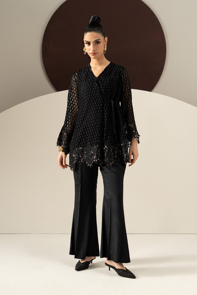 Black Palachi 3 Piece Embroidered Suit for Women