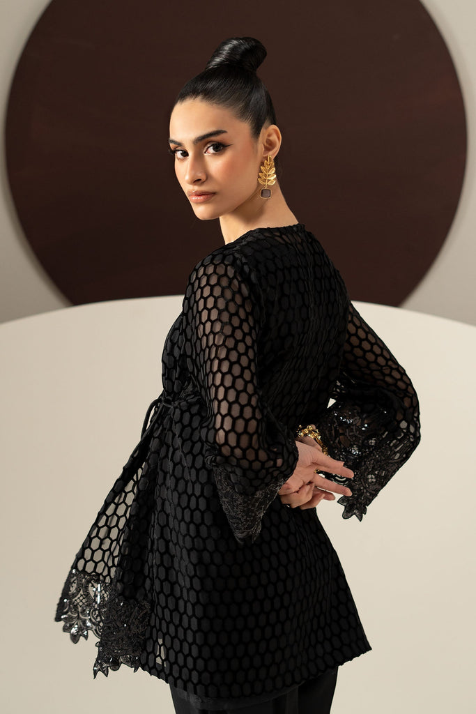 Black Palachi 3 Piece Embroidered Suit for Women