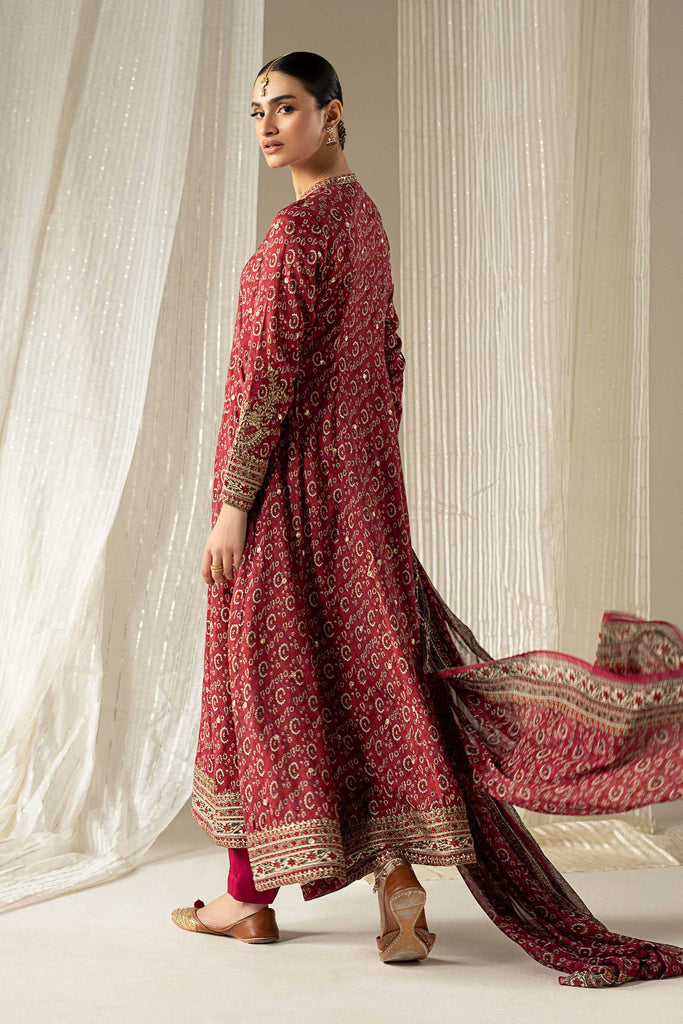 Maria.B Pink Raw Silk 3 Piece Embroidered Suit for Women