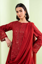 Load image into Gallery viewer, 3 Piece Embroidered Lawn Suit for Eid Dinner - Red
