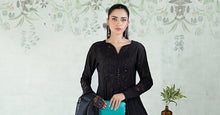 Load image into Gallery viewer, 3 Piece Embroidered Dobby Lawn Suit in Black