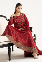 Load image into Gallery viewer, 3 Piece Cutwork Dobby Lawn Frock - Red