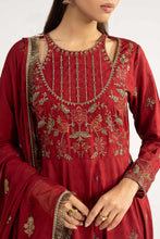 Load image into Gallery viewer, 3 Piece Cutwork Dobby Lawn Frock - Red