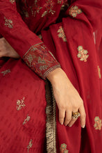 Load image into Gallery viewer, 3 Piece Cutwork Dobby Lawn Frock - Red