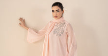 Load image into Gallery viewer, 3 Piece Embellished Cotton Net Suit in Pink