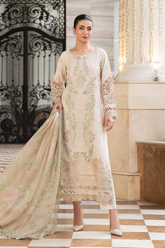 Self Jacquard Lawn 3 Piece Embroidered Suit - Off White