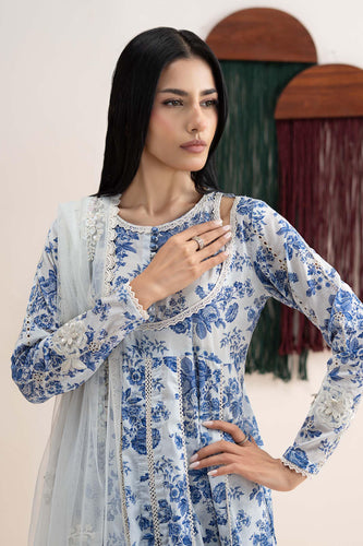 Maria.B Printed Lawn Frock 3 Piece Suit - Off White