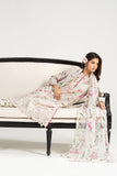 3 Piece Embroidered Paper Cotton Suit for Women – White
