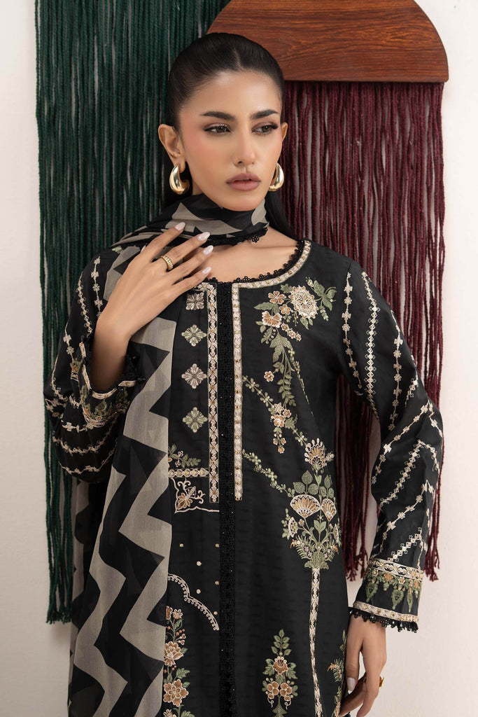 Front-Open Dobby Lawn Suit - Black