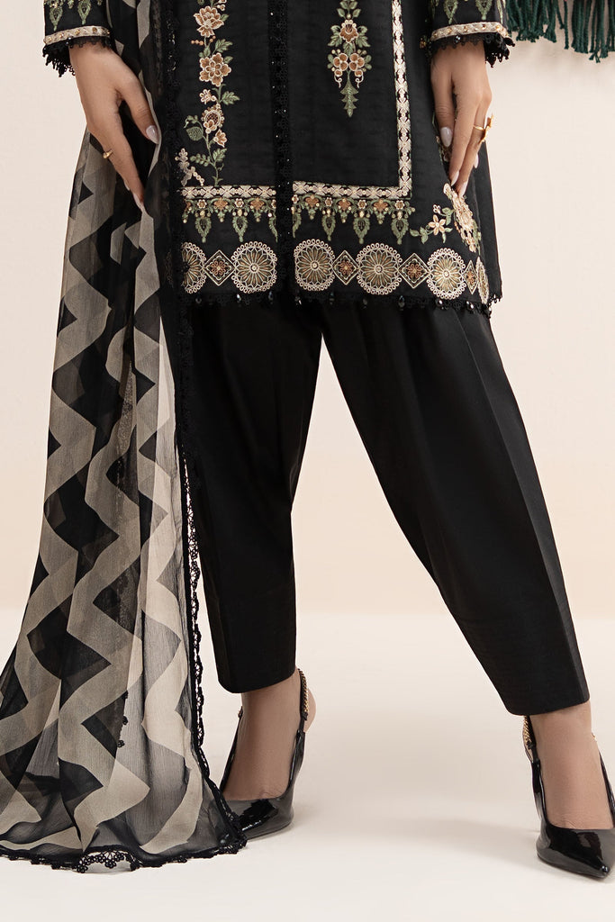 Front-Open Dobby Lawn Suit - Black