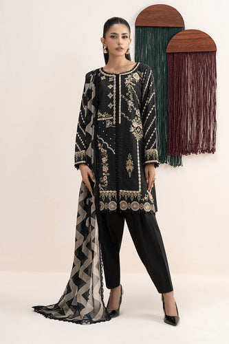 Front-Open Dobby Lawn Suit - Black