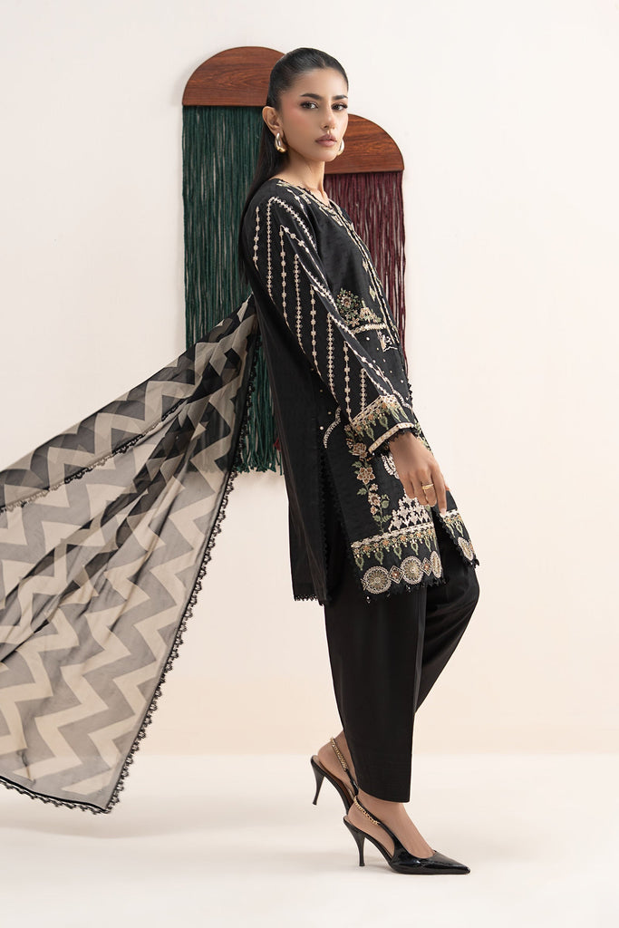 Front-Open Dobby Lawn Suit - Black