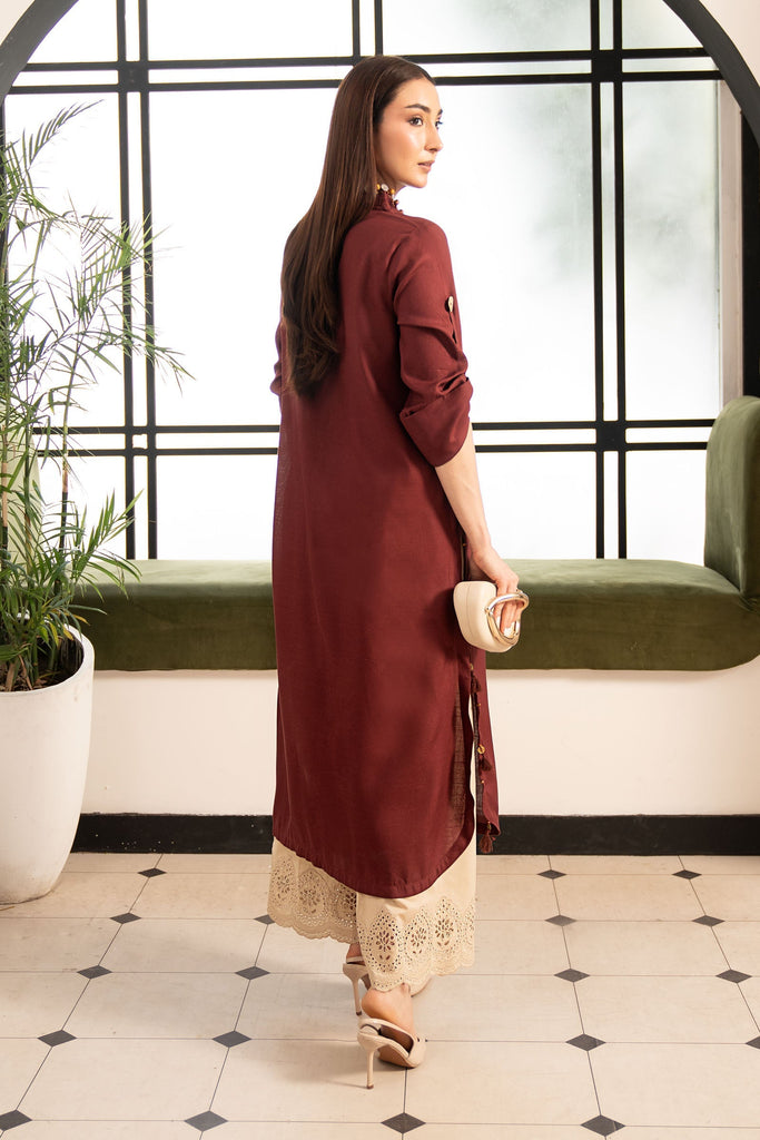 2 Piece Embroidered Lawn Suit in Red