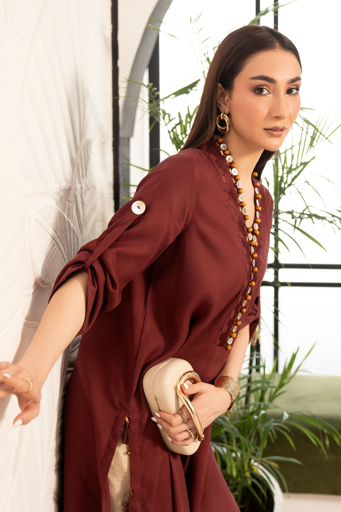 2 Piece Embroidered Lawn Suit in Red