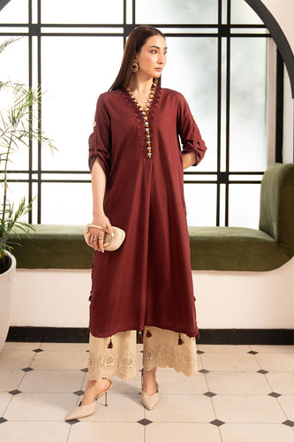 2 Piece Embroidered Lawn Suit in Red