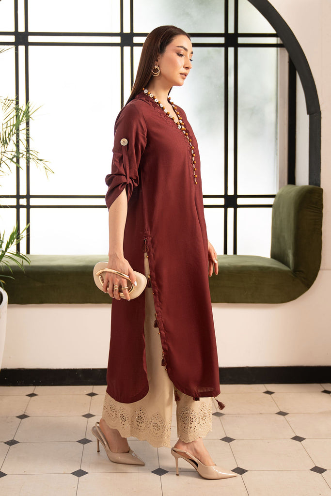2 Piece Embroidered Lawn Suit in Red