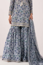 Load image into Gallery viewer, 3 Piece Embroidered Blue Lawn Suit with Gharara
