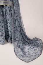 Load image into Gallery viewer, 3 Piece Embroidered Blue Lawn Suit with Gharara