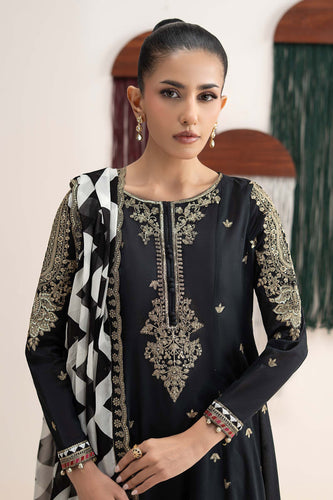 Black 3 Piece Embroidered Lawn Suit for Women
