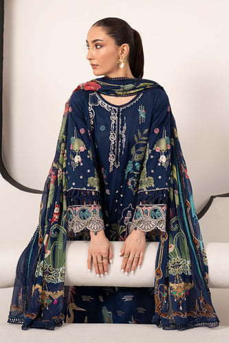 Maria.B 3 Piece Embroidered Dobby Lawn Suit – Blue