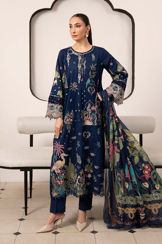Maria.B 3 Piece Embroidered Dobby Lawn Suit – Blue