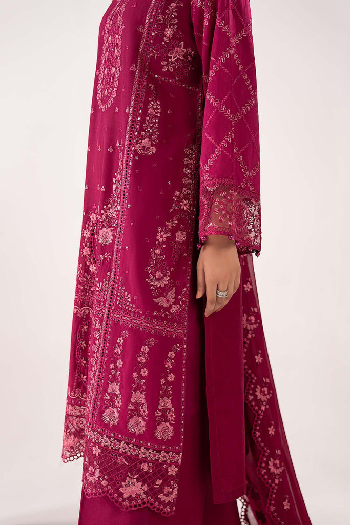 Embroidered Lawn Suit for Eid - Maroon