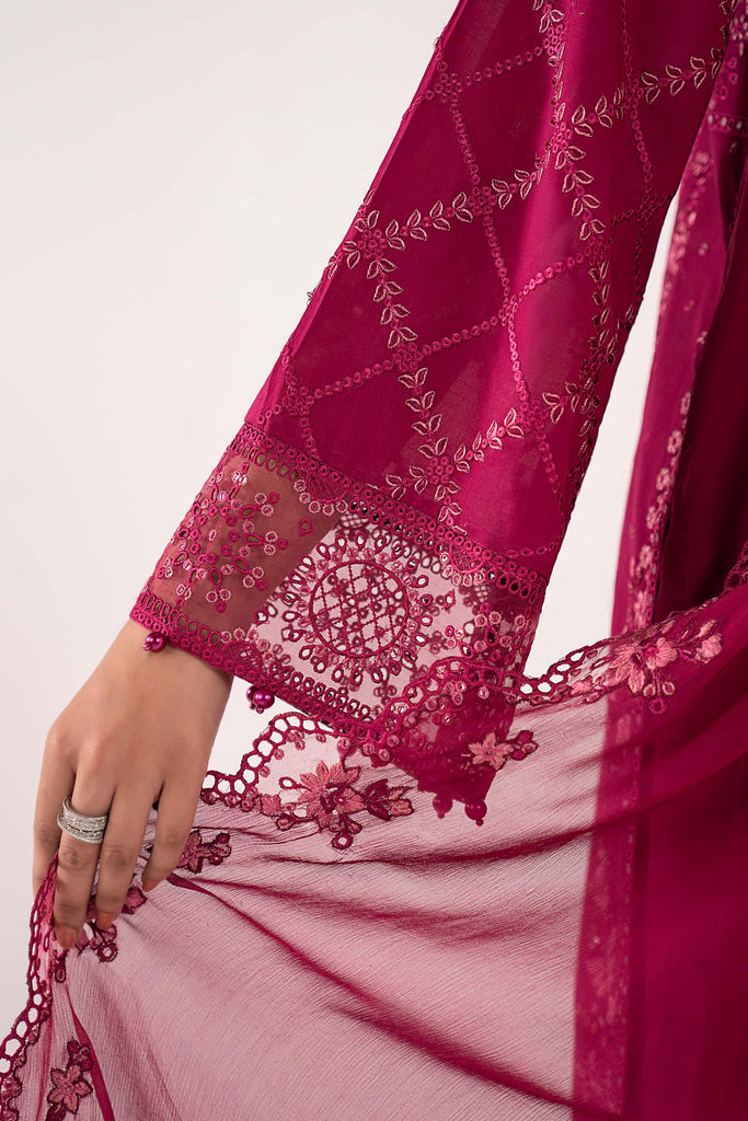 Embroidered Lawn Suit for Eid - Maroon