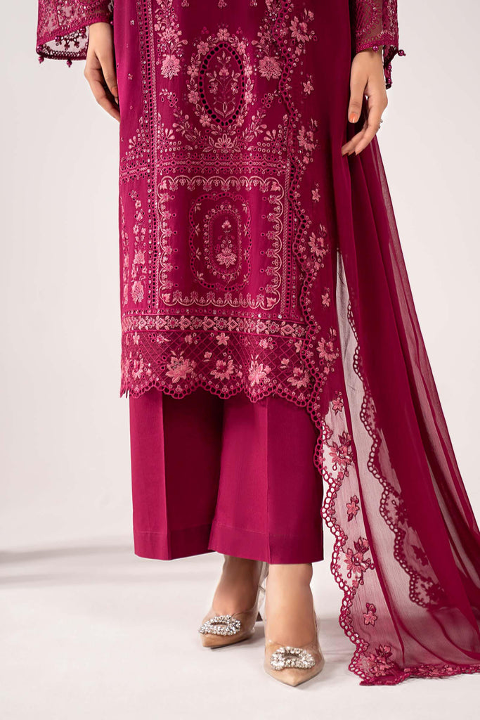 Embroidered Lawn Suit for Eid - Maroon