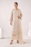 3 Piece Embroidered Lawn Suit with Scalloped Border – White