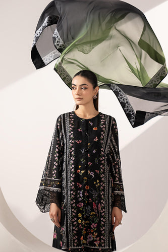 3 Piece Embroidered Lawn Suit in Black
